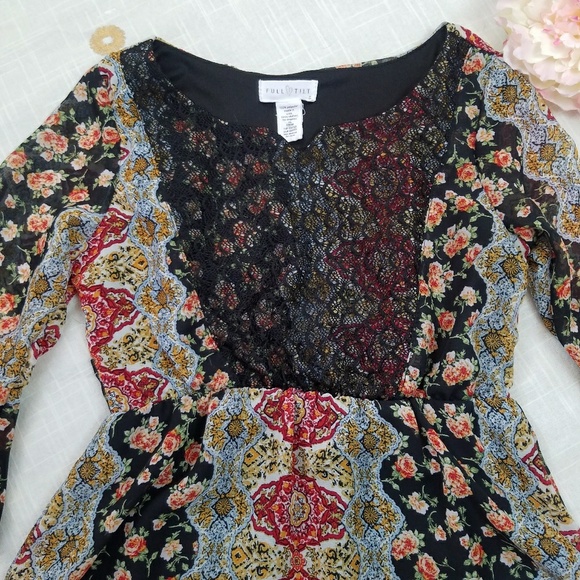 Full Tilt Paisley & Floral Print Bell Sleeve Dress - Picture 6 of 6